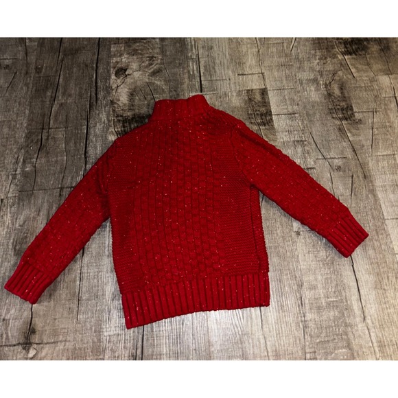 Cat & Jack Toddler Boys Red Cable Knit Mock Neck Button Sweater 2T Holiday - Picture 4 of 4